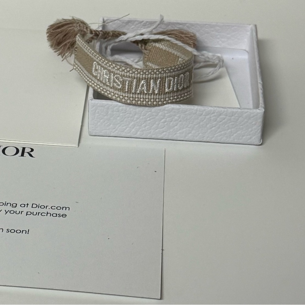 Christian Dior Friendship Bracelet Light Brown Gold Embroidered Bracelet